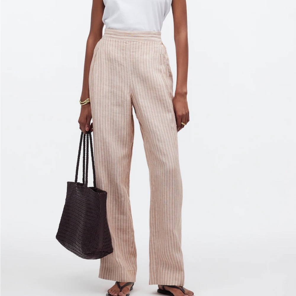 Madewell Pull On Linen Straight Crop Pant Women’s size 4 NWT